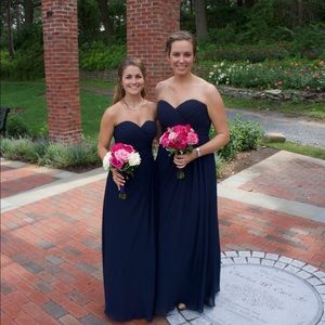 Strapless sweetheart floor length chiffon Bill levkoff dress